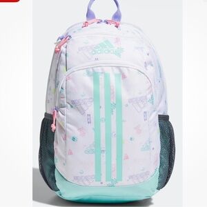 adidas White Backpack with Mint and Teal Accents